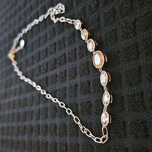 Smokey Topaz On A Paper Clip Silver Chain